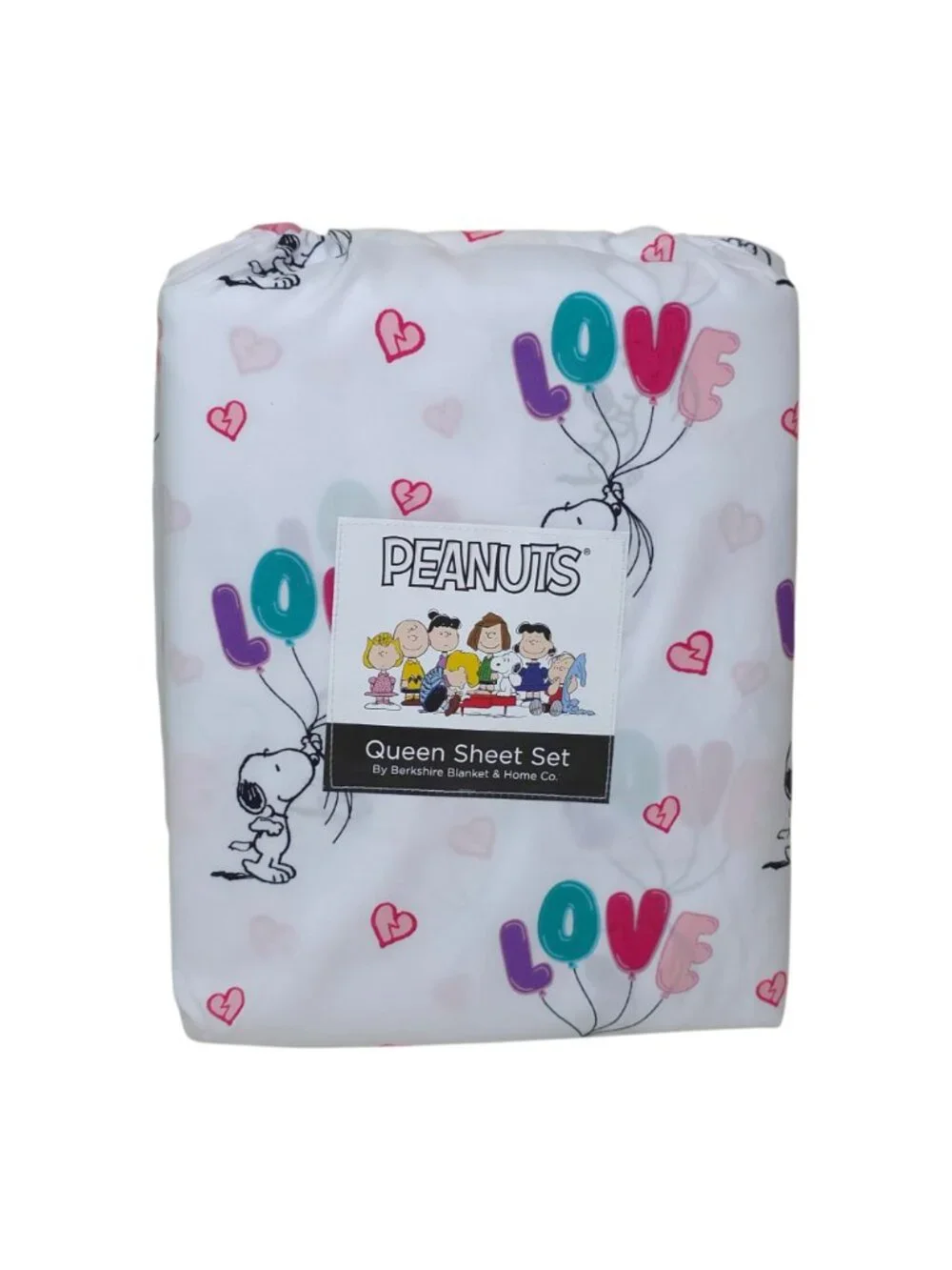 Peanuts Love Balloon Snoopy Queen Sheet Set Valentines Bedding Heart